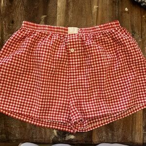 red plaid boxer shorts